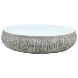 Berkfield Home Durable Countertop Basin Grey & Blue Oval 59x40x15 cm Ceramic - Size: 59 x 40 x 15 cm