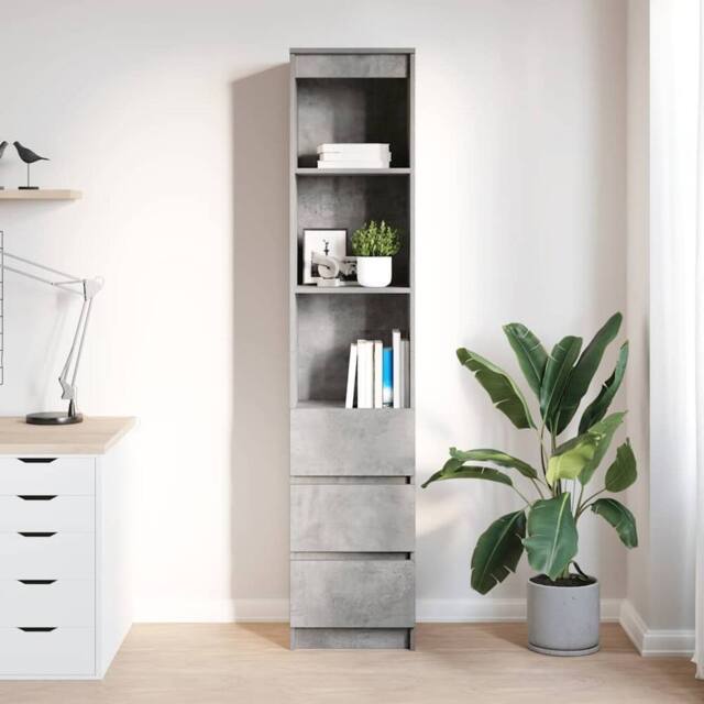 Berkfield Home Highboard Concrete Grey 37.5x35x180 cm Engineered Wood - image 1