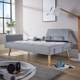 Home Source Double Sofa Bed Folding Buttoned Detailing 2 Cushions 3 Seater in Light Grey - thumbnail 5