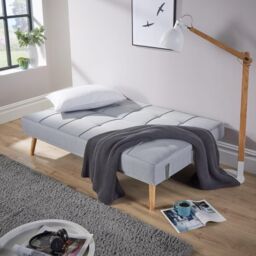 Home Source Double Sofa Bed Folding Buttoned Detailing 2 Cushions 3 Seater in Light Grey - thumbnail 6