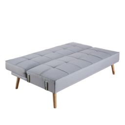 Home Source Double Sofa Bed Folding Buttoned Detailing 2 Cushions 3 Seater in Light Grey - thumbnail 3