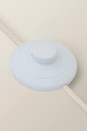 ValueLights Bobbin Leaf Printed Pleated Shade Cream Bobble Floor Lamp in Mid Blue - thumbnail 5