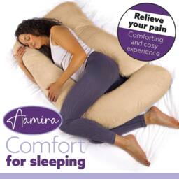 Aamira Cream Pregnancy Maternity Pillow, 140x70x20cm J Shape Memory Foam - Size: 140 x 70 x 20 cm - thumbnail 7