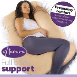 Aamira Cream Pregnancy Maternity Pillow, 140x70x20cm J Shape Memory Foam - Size: 140 x 70 x 20 cm - thumbnail 6