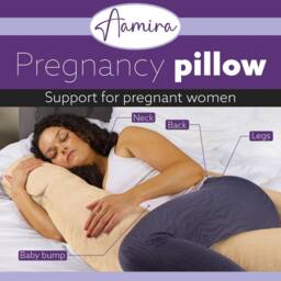 Aamira Cream Pregnancy Maternity Pillow, 140x70x20cm J Shape Memory Foam - Size: 140 x 70 x 20 cm - thumbnail 2
