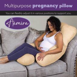 Aamira Cream Pregnancy Maternity Pillow, 140x70x20cm J Shape Memory Foam - Size: 140 x 70 x 20 cm - thumbnail 9