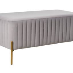 Wyld and Coco Velvet Grey Bench with Gold Metal Legs - 91 x 47 cm - thumbnail 2