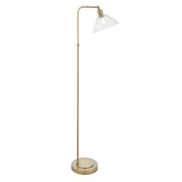 Netlighting Bellora Glass Floor Lamp Antique Brass Plate & Clear Glass 10W LED E27 in Bronze