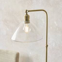Netlighting Bellora Glass Floor Lamp Antique Brass Plate & Clear Glass 10W LED E27 in Bronze - thumbnail 4