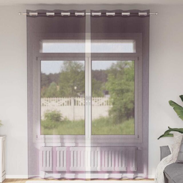 Berkfield Home Voile Curtains with Grommets 2 pcs Purple 140x260 cm - image 1