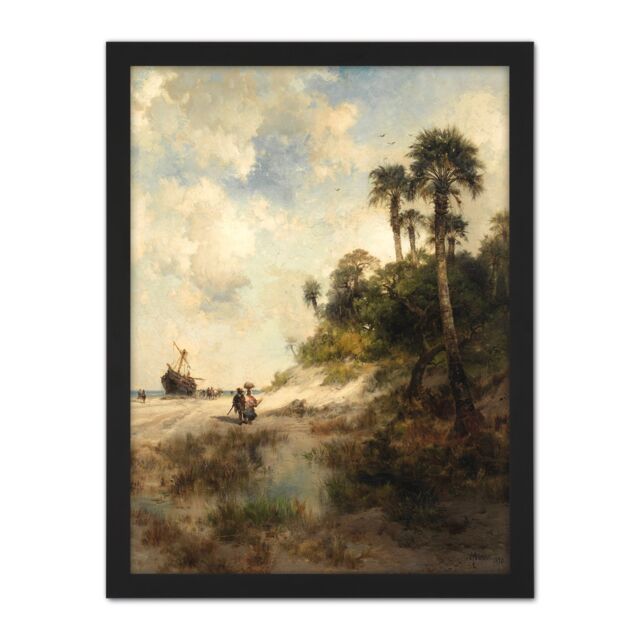 "Artery8 Wall Art Print Moran Fort George Island Florida Large Framed Wall Décor Art in White - Size: W18"" x H24""" - image 1