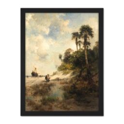 "Artery8 Wall Art Print Moran Fort George Island Florida Large Framed Wall Décor Art in White - Size: W18"" x H24""" - thumbnail 1