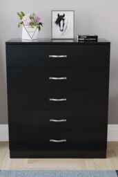 Home Discount Vida Designs Riano 5 Drawer Chest Of Drawers Storage in Black - thumbnail 3