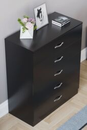 Home Discount Vida Designs Riano 5 Drawer Chest Of Drawers Storage in Black - thumbnail 4