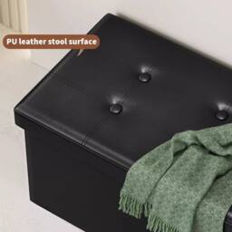 EONLION Ottoman Storage Folding Box Foot Stool in Black - Size: 100 cm - thumbnail 4