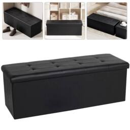 EONLION Ottoman Storage Folding Box Foot Stool in Black - Size: 100 cm