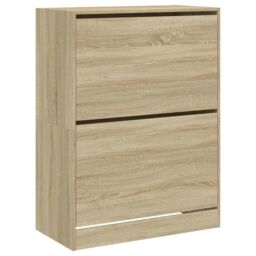 Berkfield Home Shoe Cabinet with 2 Flip-Drawers Sonoma Oak 80x42x108 cm in Brown - Size: 80 x 42 x 108 cm - thumbnail 2