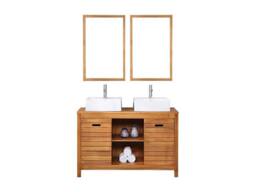 Vente-unique Acacia Wood Bathroom Unit With Double Basin & Mirrors - 130 Cm in Walnut - thumbnail 2