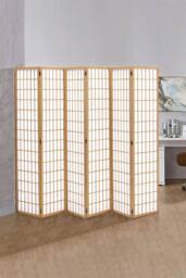 Living and Home 6-Panel Natural Solid Wood Folding Room Divider Screen - thumbnail 1