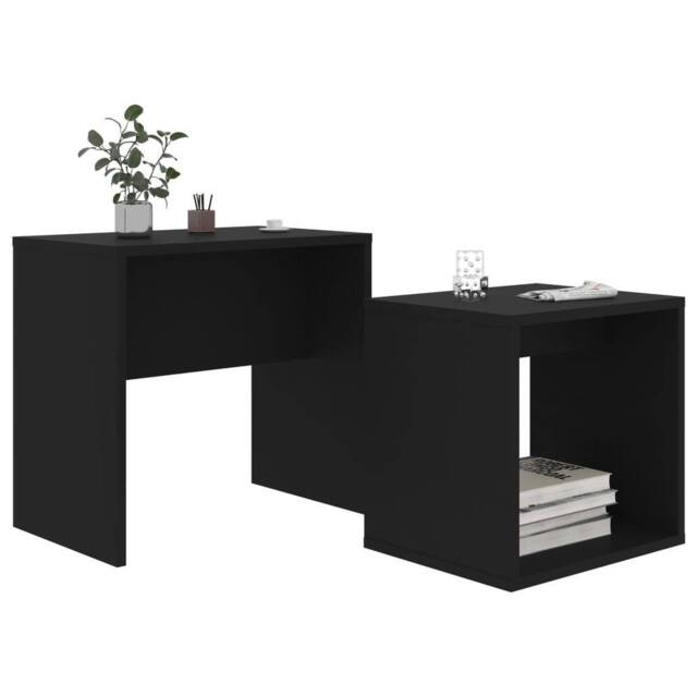 Berkfield Home Sturdy Coffee Table Set Black 48x30x45 cm Engineered Wood - Size: 48 x 30 x 45 cm - image 1