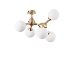 Netlighting Nodi Indoor Mutli Arm Ceiling Lamp 5 Lights Brass Satin E14 in Yellow