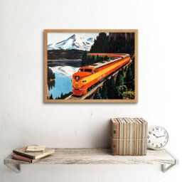 "Artery8 Wall Art Print Southern Pacific Train Railroad Travel Retro Ad Mountain Landscape Painting Art Framed in Light Oak - Size: W12"" x H16""" - thumbnail 2