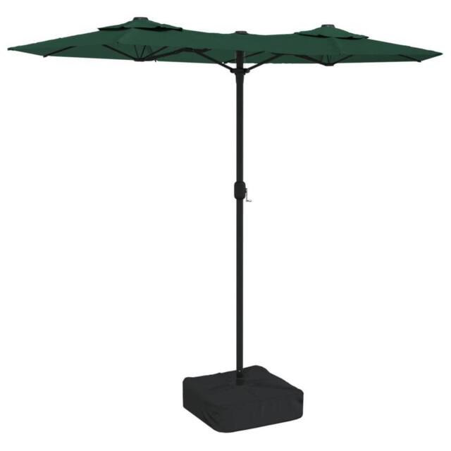 Berkfield Home Double-Head Parasol with LEDs Green 316x240 cm - image 1