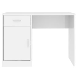 Berkfield Home Desk with Drawer&Cabinet High Gloss White 100x40x73 cm Engineered Wood - Size: 100 x 40 x 73 cm - thumbnail 5