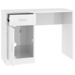 Berkfield Home Desk with Drawer&Cabinet High Gloss White 100x40x73 cm Engineered Wood - Size: 100 x 40 x 73 cm - thumbnail 6