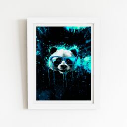 "Warren Reed - Designer Blue Splashart Panda Face Framed Art Print in White - Size: W24"" x H36""" - thumbnail 2