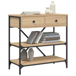 Berkfield Home Decorative Console Table Sonoma Oak 75x34.5x75 cm Engineered Wood in Light Brown - thumbnail 1