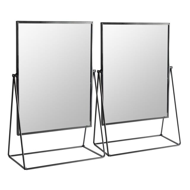 Harbour Housewares 2x 50cm Rectangle Makeup Mirrors - Dressing Table Tabletop Cosmetic Bathroom Mirror in Black - Size: 2x 50 cm - image 1