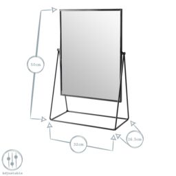 Harbour Housewares 2x 50cm Rectangle Makeup Mirrors - Dressing Table Tabletop Cosmetic Bathroom Mirror in Black - Size: 2x 50 cm - thumbnail 6