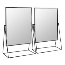 Harbour Housewares 2x 50cm Rectangle Makeup Mirrors - Dressing Table Tabletop Cosmetic Bathroom Mirror in Black - Size: 2x 50 cm - thumbnail 1
