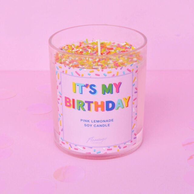 Flamingo Candles Pink Lemonade It's My Birthday Sprinkle Candle in Baby Pink