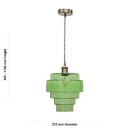 First Choice Lighting Set of 2 Benson - 5 Tier Green & Antique Brass Ceiling Pendant Lights - thumbnail 6