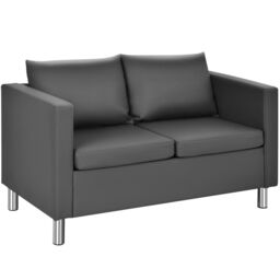 Gymax Modern PU Leather Sofa Chair Loveseat Single Armchair Couch 2 Seater in Grey - thumbnail 1