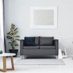 Gymax Modern PU Leather Sofa Chair Loveseat Single Armchair Couch 2 Seater in Grey - thumbnail 7