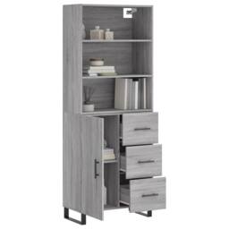 Berkfield Home Highboard Grey Sonoma 69.5x34x180 cm Engineered Wood - thumbnail 3