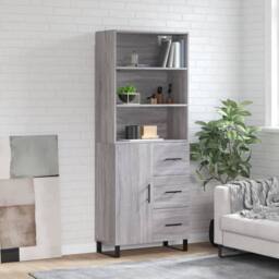 Berkfield Home Highboard Grey Sonoma 69.5x34x180 cm Engineered Wood - thumbnail 2