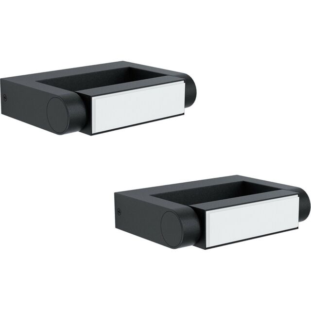 Loops 2 PACK IP44 Outdoor Wall Light Black Cast Aluminium 4.8W LED Porch Lamp - image 1