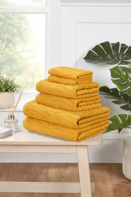 Rapport Home Safari 6 Piece Cotton Towels Bale Set Soft & Absorbent in Yellow - image 1