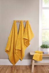 Rapport Home Safari 6 Piece Cotton Towels Bale Set Soft & Absorbent in Yellow - thumbnail 2