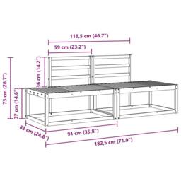 Berkfield Home Outdoor Sofa Set 2 pcs Natural 182.5 x 63 x 73 cm in Brown - thumbnail 9