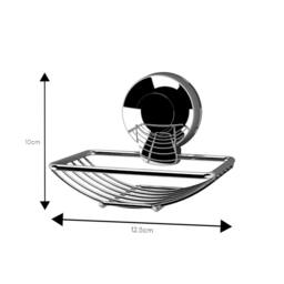 Showerdrape Suctionloc Chrome Suction Wall Mounted Soap Basket with Mounting Discs in Silver - thumbnail 4