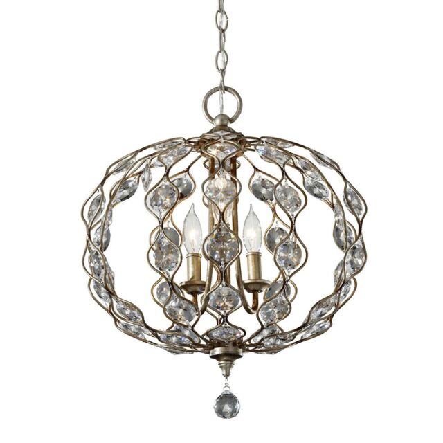 Loops 3 Bulb Chandelier Hanging Pendant LIght Burnished Silver LED E14 60W Bulb in Metallics