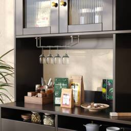 BTM Multi-Purpose Storage Cabinet with Glass Door & Wine Rack in Black - thumbnail 4