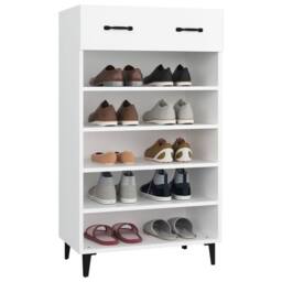 Berkfield Home Shoe Cabinet White 60x35x105 cm Engineered Wood - Size: 60 x 35 x 105 cm - thumbnail 5