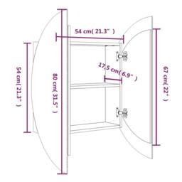 Berkfield Home Beautiful Bathroom Cabinet with Round Mirror&LED White 54x54x17.5 cm - thumbnail 8