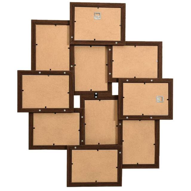 Berkfield Home Modern Collage Photo Frame for 10x(10x15 cm) Picture Dark Brown MDF - Size: 10x15 cm - image 1